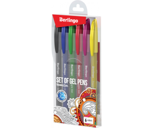 ZESTAW DŁUGOPISÓW ŻELOWYCH BERLINGO TRIANGLE GEL, 6 SZT