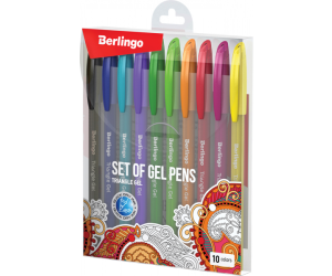 ZESTAW DŁUGOPISÓW ŻELOWYCH BERLINGO TRIANGLE GEL, 10 SZT