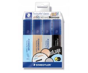 ZAKREŚLACZ TEXTSURFER PASTERL, 4 KOL.  W ETUI, STAEDTLER