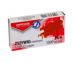Zszywki OFFICE PRODUCTS, 24/6, miedziane, 1000szt.