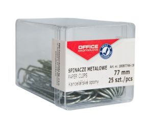 Spinacze metalowe OFFICE PRODUCTS, 77mm, w pudełku, 25szt., srebrne