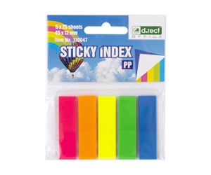 ZAKŁADKI INDEKSUJĄCE D.RECT PP 12X45MM  5X25 KARTEK