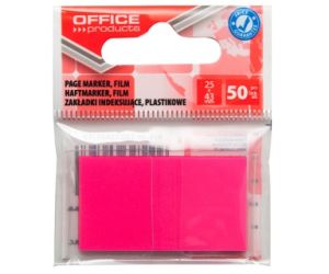 ZAKŁADKI INDEKSUJĄCE OFFICE PRODUCTS, PP, 25X43MM, 1X50 KART., ZAWIESZKA, RÓŻOWE
