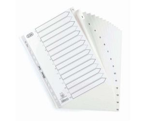 PRZEKŁADKI 1-15 ELBA  A4 NUMERYCZNE BIAŁE