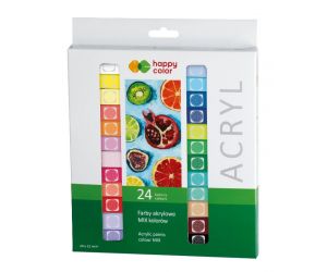 FARBY AKRYLOWE ACRYL HAPPY COLOR - 24 KOLORY W TUBKACH x 12 ml