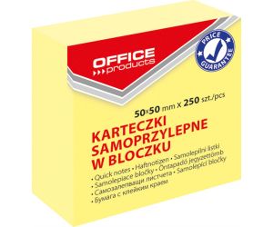 Mini kostka samoprzylepna OFFICE PRODUCTS, 50x50mm, 1x250 kart., pastel, jasnożółta