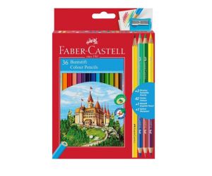 KREDKI OŁÓWKOWE FABER-CASTELL 36 KOLORÓW + TEMPERÓWKA GRATIS