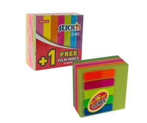 NOTES SAMOPRZYLEPNY STICK"N 76X76 MIX 5 KOLORÓW NEONOWYCH 400 KARTEK + ZAKŁADKI 5 KOLORÓW PP GRATIS B240