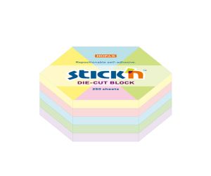 NOTES SAMOPRZYLEPNY SZEŚCIOKĄT STICK"N 61X70 MM MIX 5 KOLORÓW PASTELOWYCH 250 KARTEK
