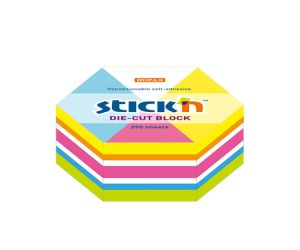 NOTES SAMOPRZYLEPNY SZEŚCIOKĄT STICK"N 61X70 MM MIX 5 KOLORÓW NEON + BIAŁY 250 KARTEK