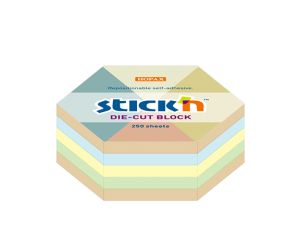 NOTES SAMOPRZYLEPNY SZEŚCIOKĄT STICK"N 61X70 MM MIX 4 KOLORY NIEBIELONY + RECYKLING 250 KARTEK
