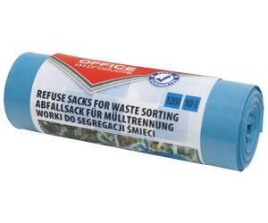 Worki na śmieci domowe OFFICE PRODUCTS, do segregacji makulatury, mocne (LDPE), 120l, 10szt., niebieskie