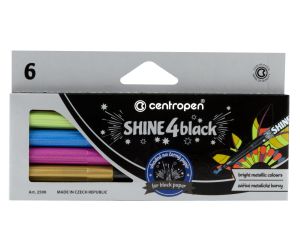 ZESTAW MARKERÓW CENTROPEN METALICZNE 2590 SHINE 4 BLACK 6 SZTUK