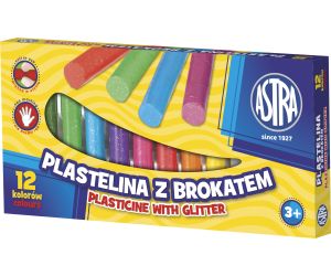 ASTRA PLASTELINA Z BROKATEM, 12 KOLORÓW