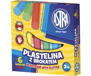ASTRA PLASTELINA Z BROKATEM, 6 KOLORÓW
