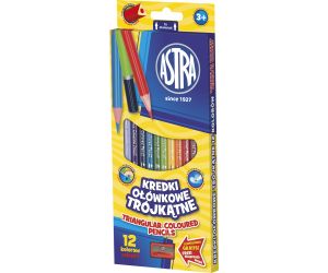 ASTRA KREDKI OŁÓWKOWE TRÓJKĄTNE 12 KOLORÓW