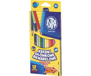 ASTRA KREDKI OŁÓWKOWE AKWARELOWE - 12 KOLORÓW