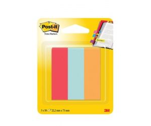 ZAKŁADKI INDEKSUJĄCE POST-IT® PAPIEROWE  (671-PBO) 22,2X73MM 3X50 KART. MIX KOLORÓW