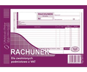 D RACHUNEK A5 2SKŁ.ZWOL.VAT 231-3 DRUK