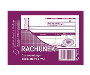 D RACHUNEK A6 2SKŁ.ZWOL.VAT 234-5 
