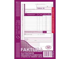 D FAKTURA A5 2SKŁ.ZWOL.VAT.202-3E PION. DLA ZWOLNIONYCH OPODMIOTOWO Z PODATKU