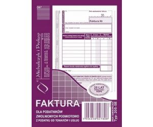 D FAKTURA A5 2SKŁ.ZWOL.VAT.202-3E PION. DLA ZWOLNIONYCH OPODMIOTOWO Z PODATKU