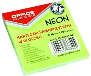 Bloczek samoprzylepny OFFICE PRODUCTS, 76x76mm, 1x100 kart., pastel, zielony