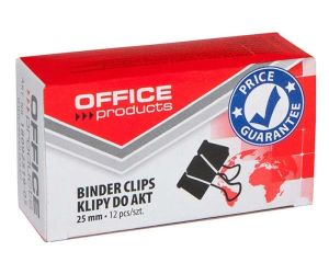 Klipy do dokumentów OFFICE PRODUCTS, 25mm, 12szt., czarne