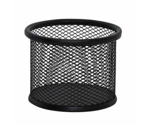 Pojemnik na przybory Q-CONNECT Office Set, metalowy, 90x68mm, czarny