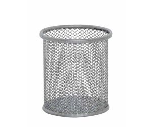 Pojemnik na długopisy Q-CONNECT Office Set, metalowy, srebrny