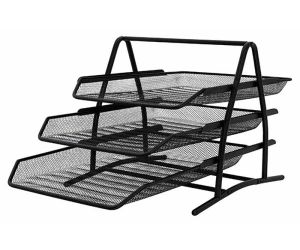 STOJAK NA DOKUMANTY GRAND SIATKA METALOWA 3 PÓŁKI CZARNY