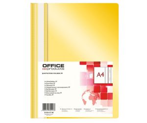 Skoroszyt OFFICE PRODUCTS, PP, A4, miękki, 100/170mikr., żółty