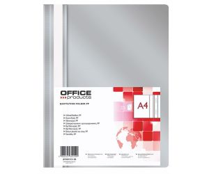 Skoroszyt OFFICE PRODUCTS, PP, A4, miękki, 100/170mikr., szary
