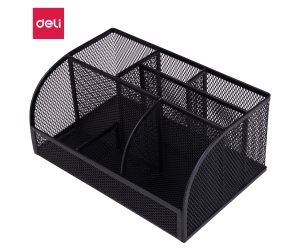 PRZYBORNIK NA BIURKO DELI METALOWY SIATKOWY PROSTOKĄTNY CZARNY