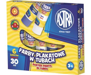 ASTRA FARBY PLAKATOWE W TUBKACH 6 KOLORÓW x 30 ml
