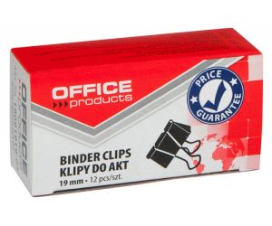 Klipy do dokumentów OFFICE PRODUCTS, 19mm, 12szt., czarne