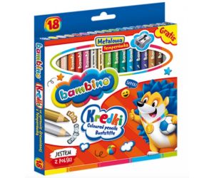 KREDKI BAMBINO JUMBO OKRĄGŁE 18 KOLORÓW + TEMPERÓWKA GRATIS!!
