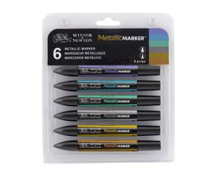 WINSOR & NEWTON BRUSHMARKER ZESTAW 6 sztuk METALIC TONES