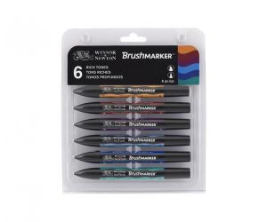 WINSOR & NEWTON BRUSHMARKER ZESTAW 6 sztuk RICH TONES