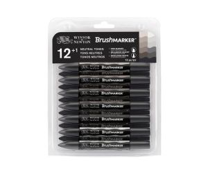 WINSOR & NEWTON BRUSHMARKER 12+1 GREYS 