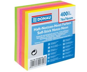 Kostka samoprzylepna DONAU, 76x76mm, 1x400 kart., neonowa