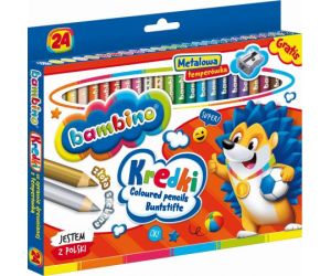 KREDKI BAMBINO JUMBO OKRĄGŁE 24 KOLORY + TEMPERÓWKA GRATIS!!