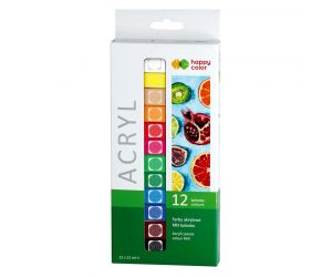 FARBY AKRYLOWE ACRYL HAPPY COLOR - 12 KOLORÓW W TUBKACH x 12 ml
