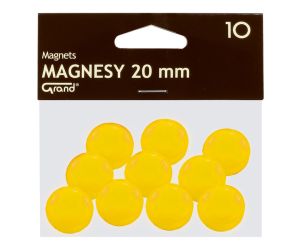 MAGNESY OKRĄGŁE GRAND 20MM ŻÓŁTE OP 10 SZTUK