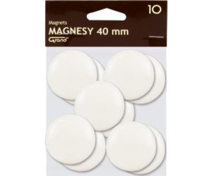 MAGNESY OKRĄGŁE GRAND 40MM BIAŁE OP 10 SZT
