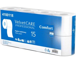 Papier toaletowy celulozowy VELVET Professional, 2-warstwowy, 138 listków, 15m, 8szt., biały