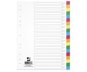Przekładki Q-CONNECT, PP, A4, 225x297mm, 20 kart, mix kolorów