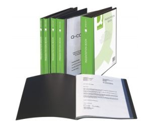 Teczka ofertowa Q-CONNECT z kieszenią opisową, PP, A4, 460mikr., 20 koszulek, czarna