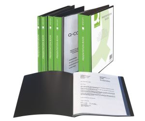 Teczka ofertowa Q-CONNECT z kieszenią opisową, PP, A4, 1100mikr., 100 koszulek, czarna