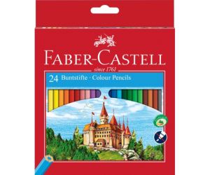 KREDKI OŁÓWKOWE FABER-CASTELL 24 KOLORY + TEMPERÓWKA GRATIS